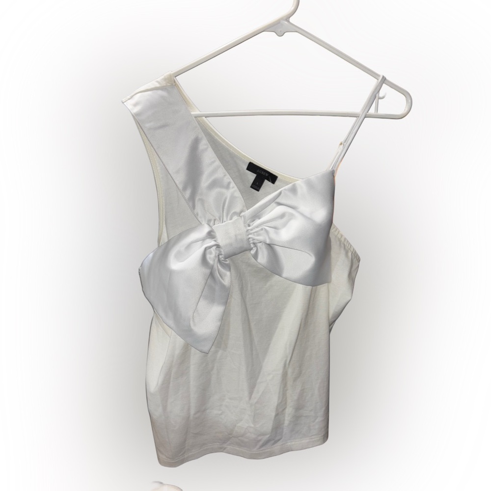 J Crew White Bow Top